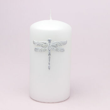 G Decor Dragonfly Nature White Elegant Pillar Candle, 5 of 7