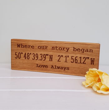 Romantic Engraved Oak Location Sign, 6 of 8