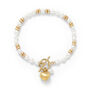 Amare White Cultured Freshwater Pearl Bracelet With Gold Hematite Beads And A Gold Heart Charm, thumbnail 2 of 3