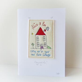 New Home Card, Embroidered, Personalised, 5 of 12