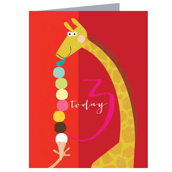 Mini Giraffe 3rd Birthday Card, 2 of 5