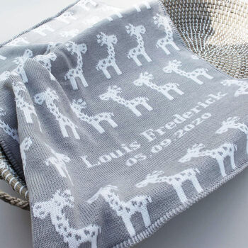 Personalised Knitted Giraffe Baby Blanket, 6 of 12