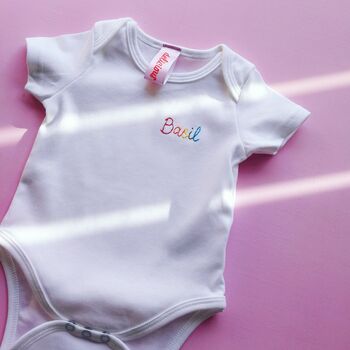 Personalised Hand Embroidered Newborn Baby Grow, 7 of 8
