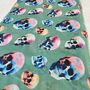 Khaki Green Colourful Skull Print Scarf, thumbnail 2 of 6