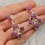 Raw Ruby Silver Earrings, thumbnail 7 of 8