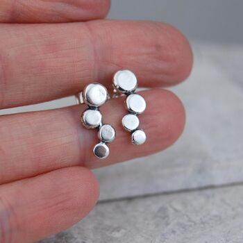 Sterling Silver Four Pebble Stud Earrings, 3 of 4