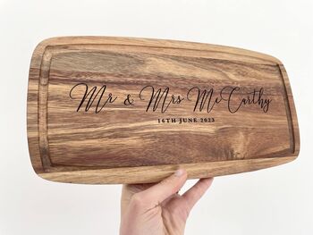 Engraved Couples Chopping Board Surname Gift, 2 of 3