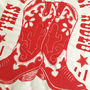 Red Cowboy Boot Rodeo Funny Tea Towel, thumbnail 2 of 3