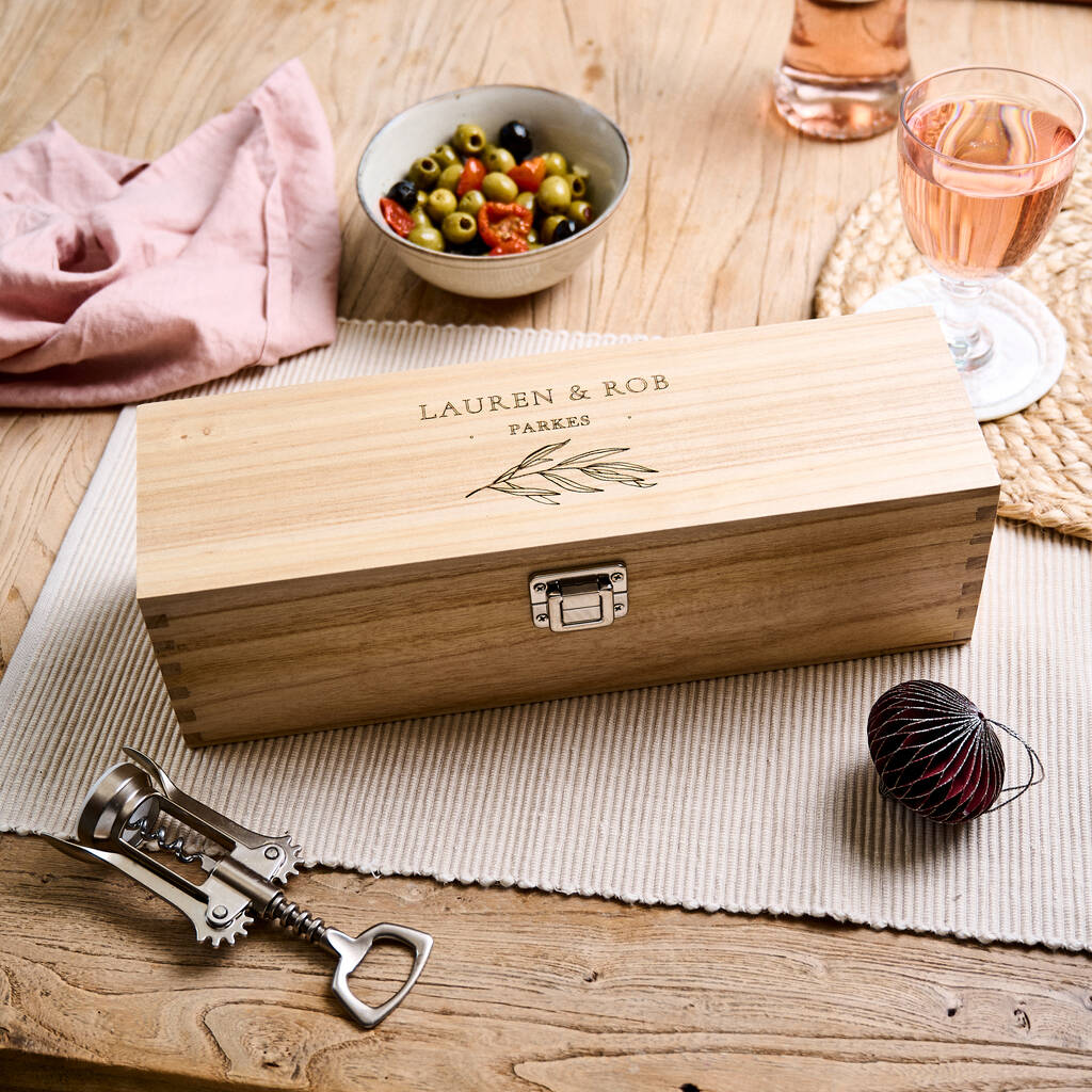 Personalised Newlyweds Wooden Wine Box, 1 of 4