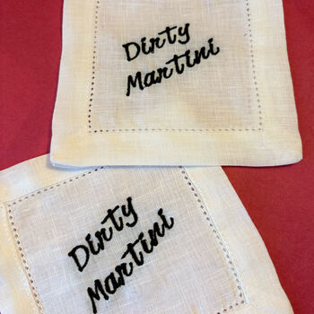 Personalized Embroidered Reusable Cocktail Napkin Set, 3 of 3