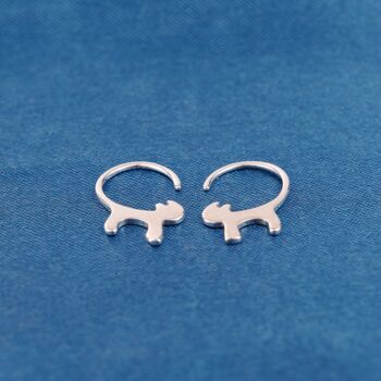 925 Sterling Silver Cat Hoop Earrings, 6 of 7