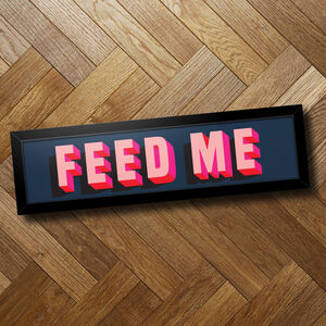 Feed Me' Pink And Blue Funny Framed Landscape Print By Modern Print Studio  