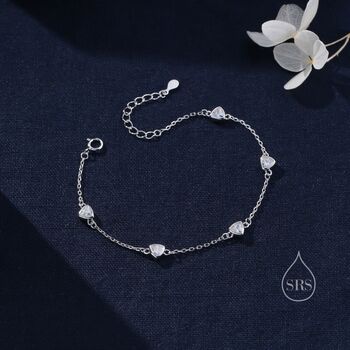 Sterling Silver Trillion Cut Cz Bezel Bracelet, 4 of 12