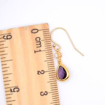 Amethyst Purple Long Teardrop Hook Earrings, 2 of 6