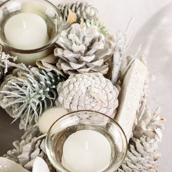 White Christmas Candle Table Centrepiece, 4 of 4
