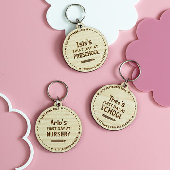 First Day At School Personalised Wooden Bag Tag, 2 of 7