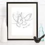 Personalised Wedding Two Doves Line Drawing, thumbnail 2 of 10