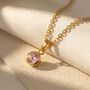 Mini Round Rose Quartz October Birthstone Necklace, thumbnail 1 of 4