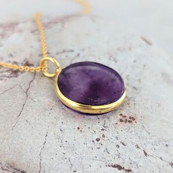 The Circle Amethyst February Birthstone Necklace, Gold, 5 of 7