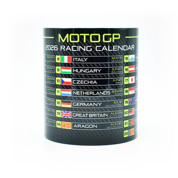 Moto 2026 Gp Racing Calendar Mug Neon Green Edition, 3 of 5