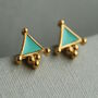 Turquoise Triangle Stud Earrings, thumbnail 1 of 6