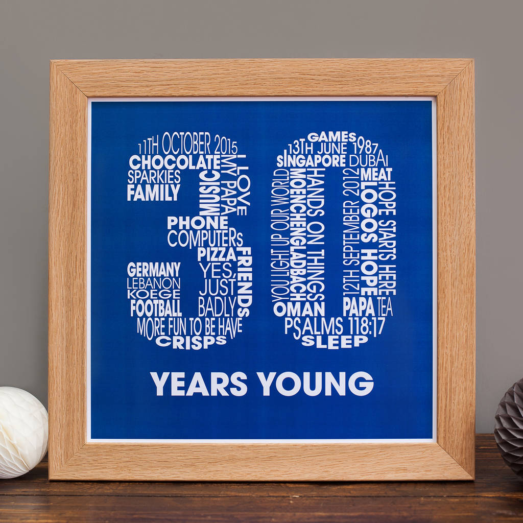 personalised 30th birthday print by mrs l cards | notonthehighstreet.com