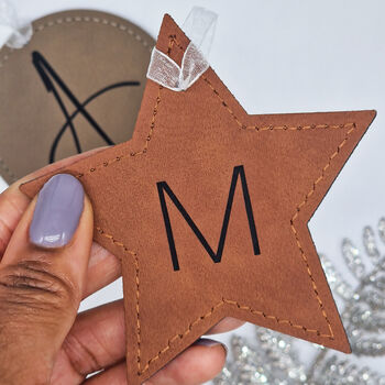 Initial Christmas Faux Leather Bauble, 4 of 4