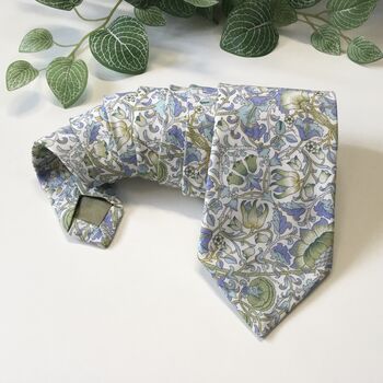 Liberty Of London Tie In Blue Lime Green Floral Motif, 3 of 7