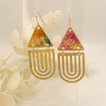Multicolour Triangular Statement Drop Earrings Arch, 4 of 8
