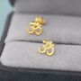 Sterling Silver Om Stud Earrings, thumbnail 2 of 12