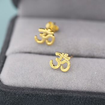 Sterling Silver Om Stud Earrings, 2 of 12
