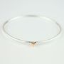Devotion Silver Bangle With Rose Gold Plated Heart, thumbnail 3 of 7