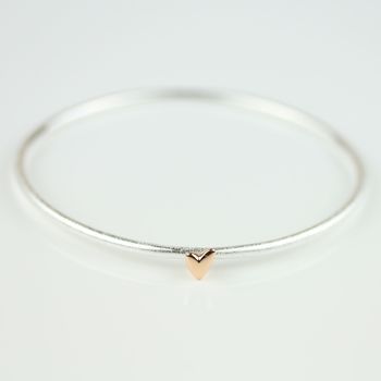 Devotion Silver Bangle With Rose Gold Plated Heart, 3 of 7