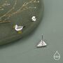 Sterling Silver Mismatched Pizza Slice And Seagull Stud Earrings, thumbnail 4 of 12
