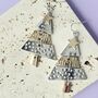 Festive Christmas Tree Statement Drop Earrings, thumbnail 2 of 5