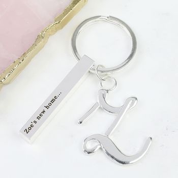Bar Keyring With Initial Charm, 3 of 6