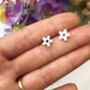 Sterling Silver Thank You Bridesmaid Flower Wedding Earrings, thumbnail 3 of 11