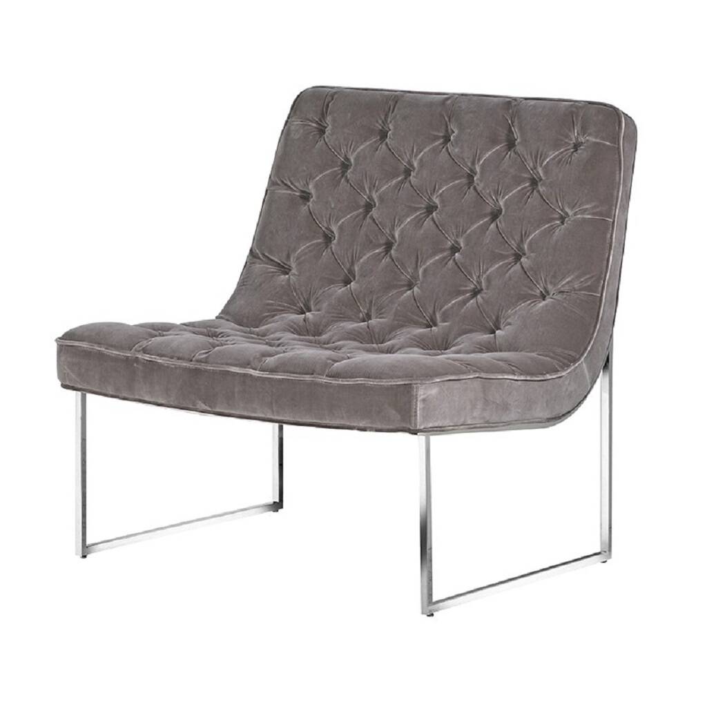 Soft Grey Buttoned Club Chair, 1 of 2