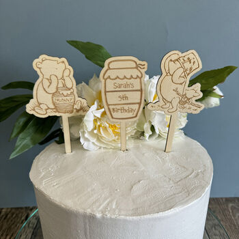 Personalised Pooh Bear Cake Toppers Set Of Three, 5 of 5
