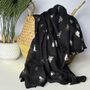 Silver Metallic Bees Scarf In Black, thumbnail 1 of 3