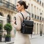 Women's Black Leather Backpack, thumbnail 1 of 3
