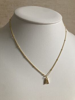 A Initial Zirconia Gold Pendant Necklace, 3 of 6