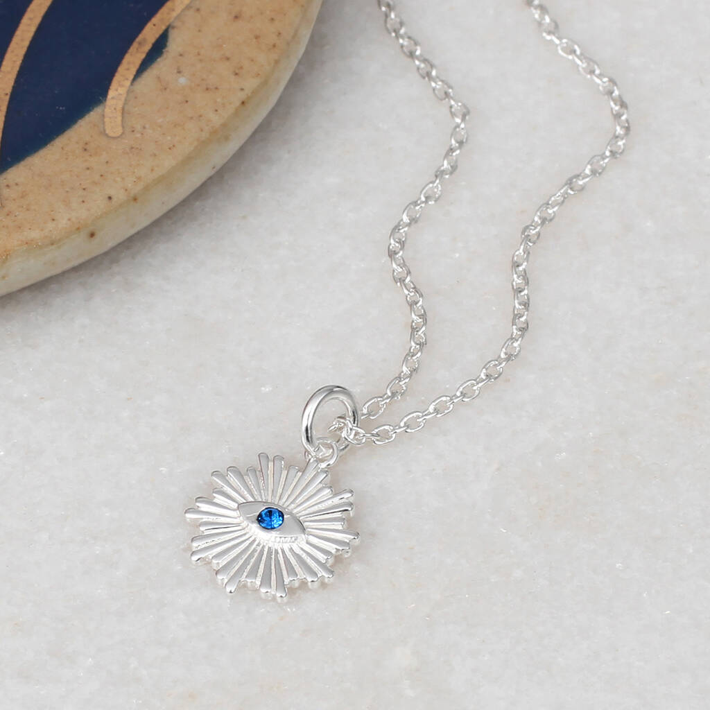 Sterling Silver And Protective Eye Necklace By Hurleyburley