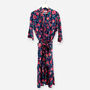 Navy And Pink Flower Block Print 100% Cotton Dressing Gown Kimono, thumbnail 1 of 2