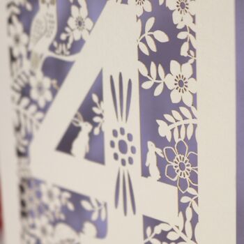 Personalised 4th Birthday Card Papercut Woodland Design, 2 of 7
