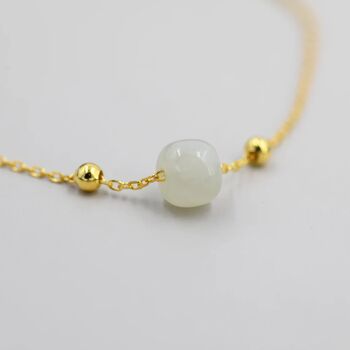 Genuine Milky Jade Cz Floating Bracelet Sterling Silver, 2 of 10