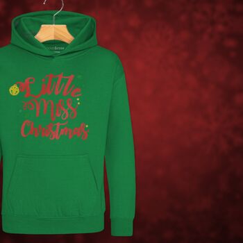 'Little Miss Christmas' Glittery Girls Christmas Jumper Hoodie, 7 of 12