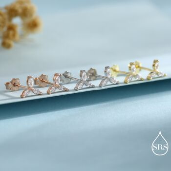 Marquise Cz Stud Earrings In Sterling Silver, 4 of 12