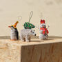 Christmas Bristle Snowman Decoration, 12cm, thumbnail 1 of 2