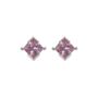 Sterling Silver Princess Cut Birthstone Earrings October Pink Tourmaline, thumbnail 2 of 5